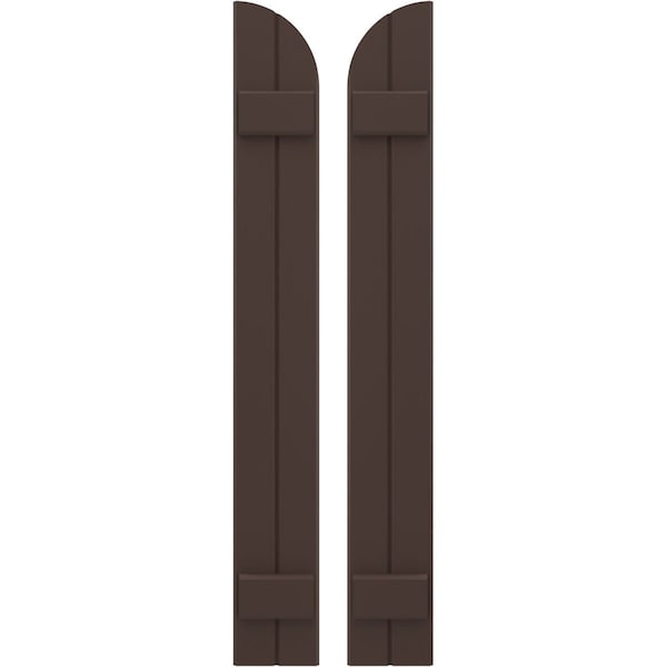 Ekena Millwork Americraft 2-Board (2 Batten) Wood Joined Board-n-Batten Shutters w/ Arch Top, ARW101BQ207X77TBH, PR ARW101BQ207X77TBH - main